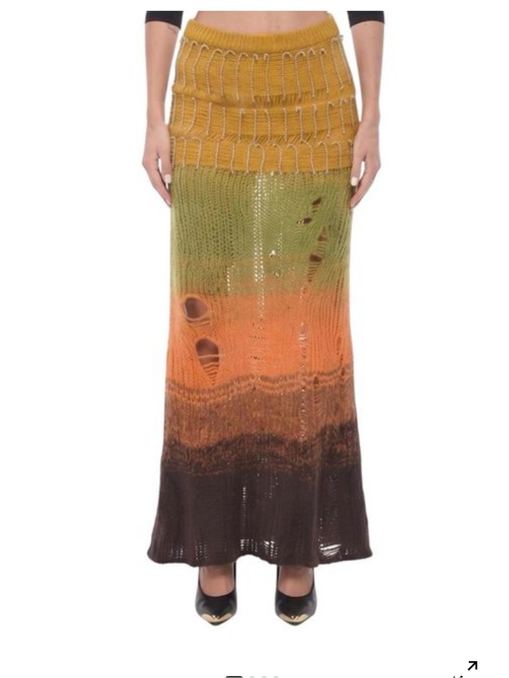 Off White Women's Green Ombre Ankle Length Skirt Size 38